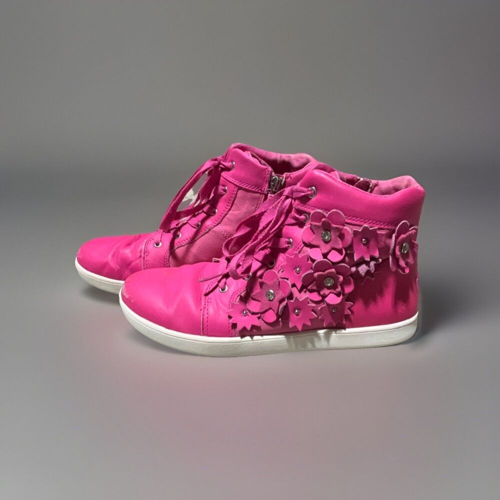 UGG SCHYLER PETAL Girls Pink Floral High Top Sneakers Lace Up Zip Comfort Size 6